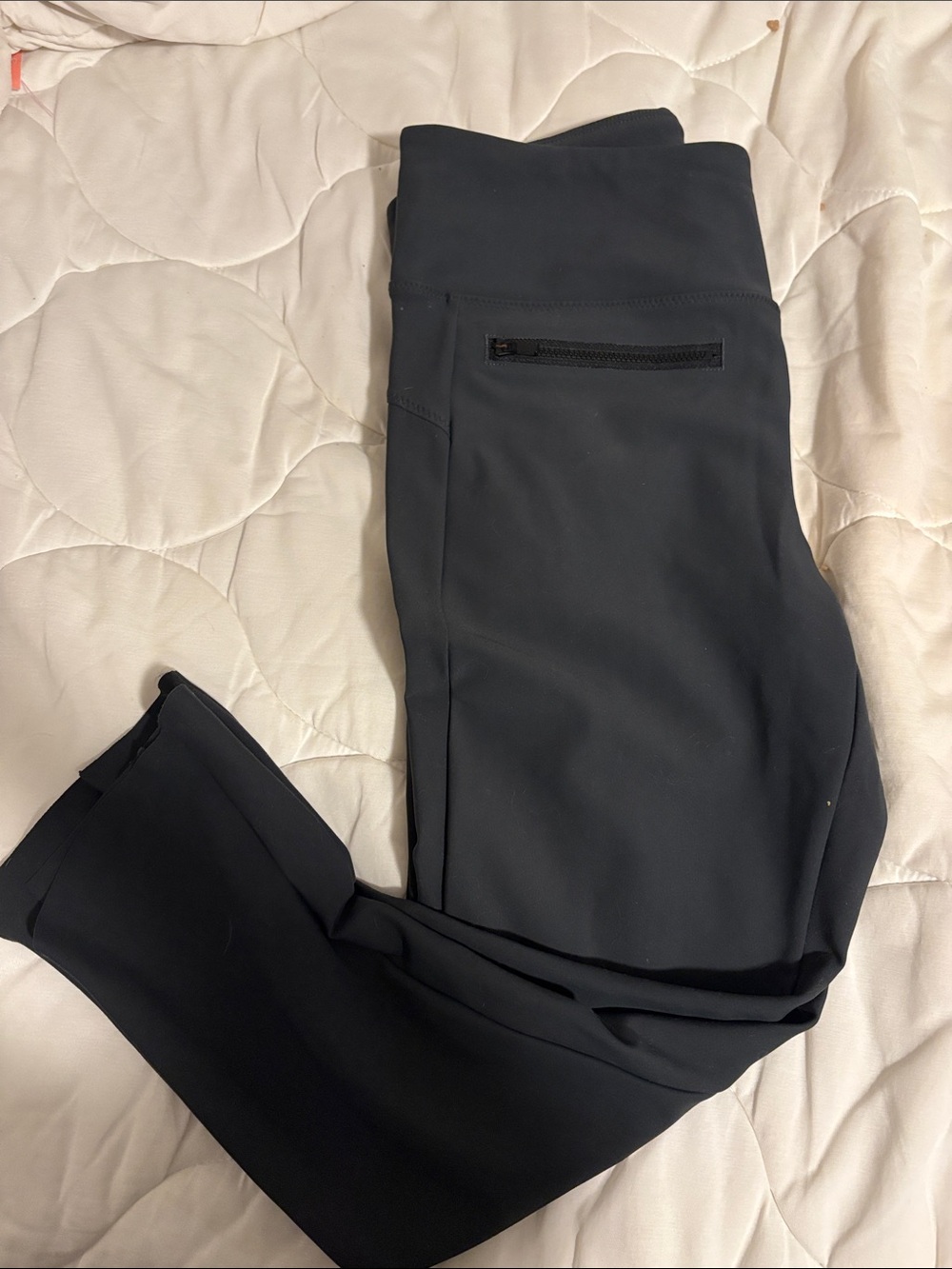 Athleta Charcoal Gray Stellar Ankle-Length Stretch leggings with Zip Pocket